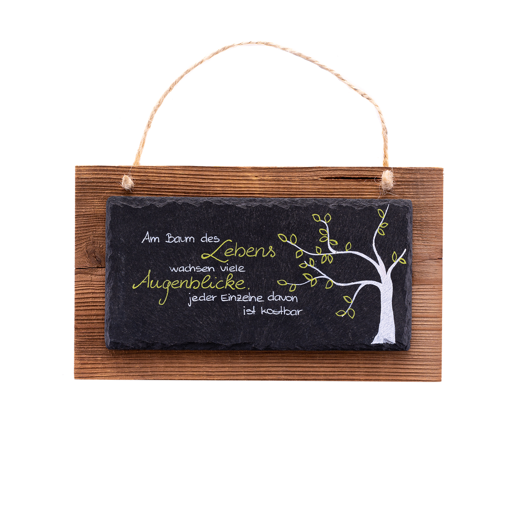 [1000113] Schiefertafel auf Altholz Augenblick