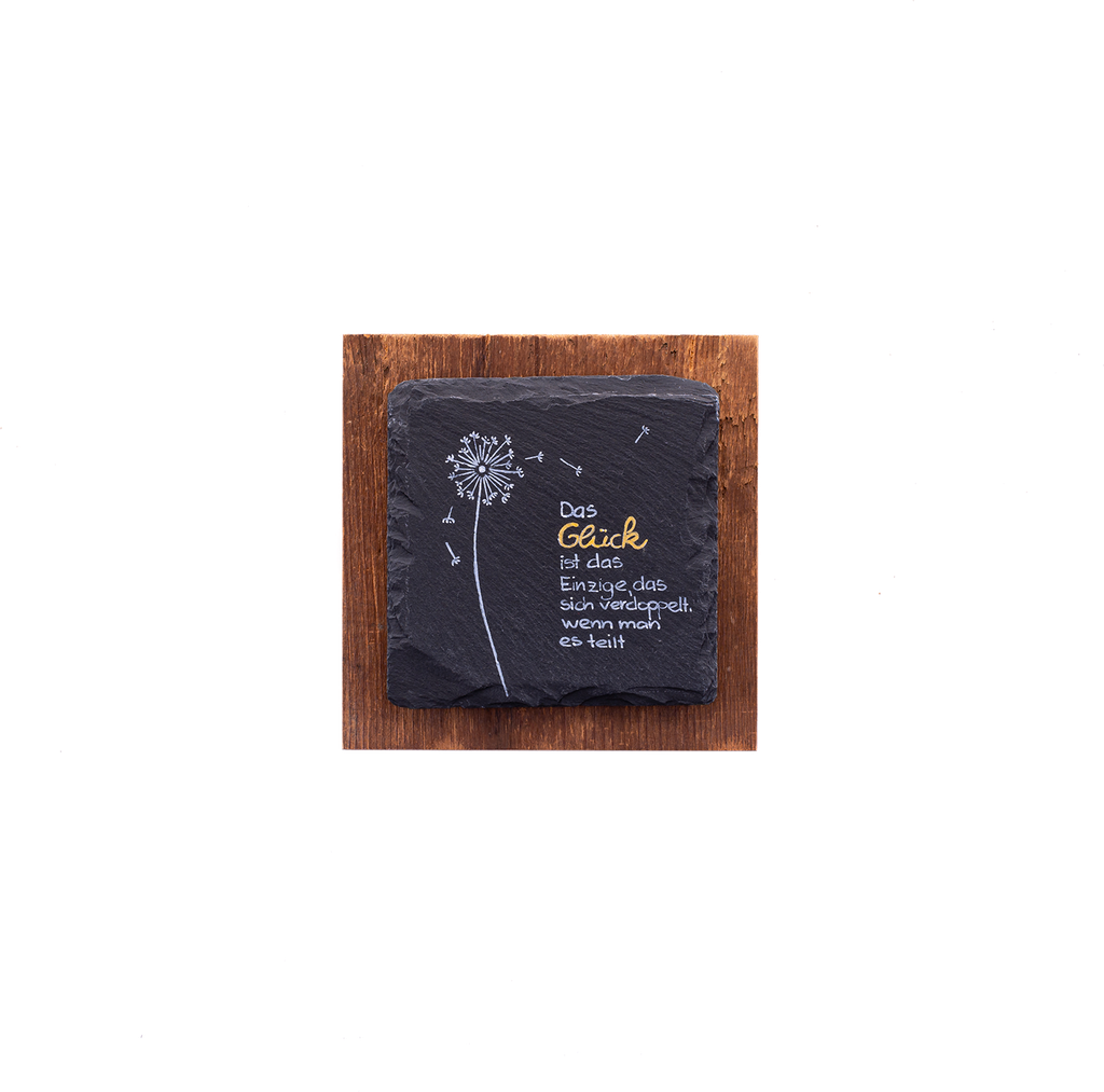 [1000116] Schiefertafel auf Altholz Glück
