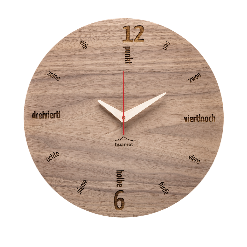 [CH10-B-01] Kultuhr - Geräuschlose Wanduhr, Nussholz, rund, ø 30 cm (Ultnerisch)