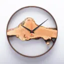 Wuhrzel Nr. 209 - Geräuschlose Wanduhr, Apfelholz massiv, rund, ø 30 cm, mit Stahlring