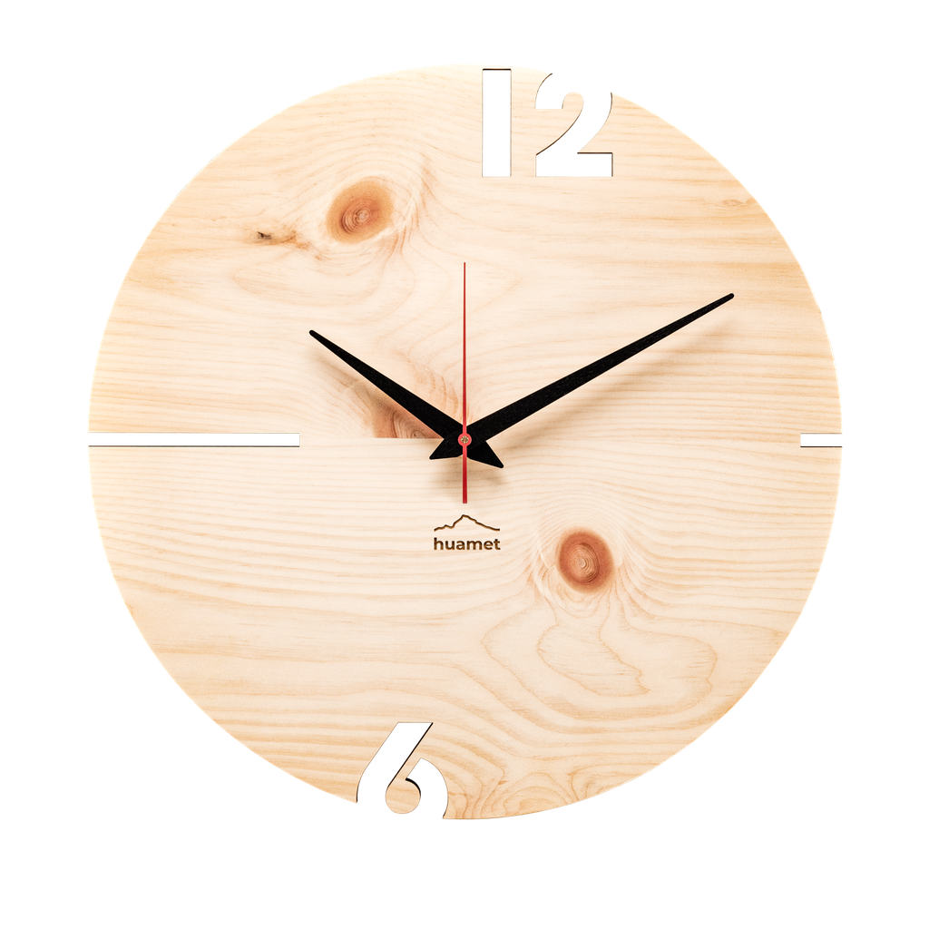 [CH40-A-00] Puhr - Geräuschlose Wanduhr, Zirbenholz, rund, ø 30 cm